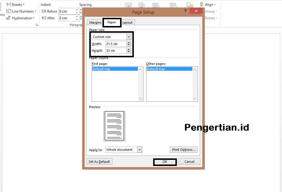 ️ Cara Mengatur Ukuran Kertas F4 Di Word 0992